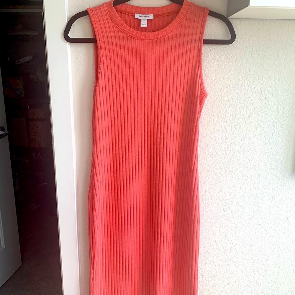 XS Nine West Ribbed Tank dress in Salmon color